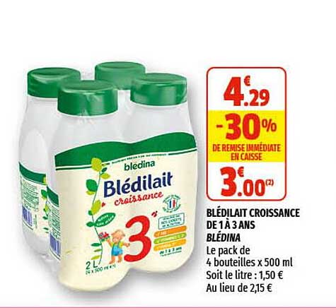 blédilait croissance de 1 à 3 ans blédina