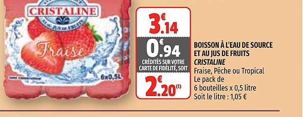 Boisson à L'eau De Source Et Au Jus De Fruits Cristaline