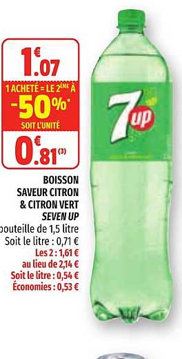 boisson saveur citron & citron vert seven up