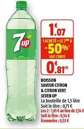 boisson saveur citron & citron vert seven up