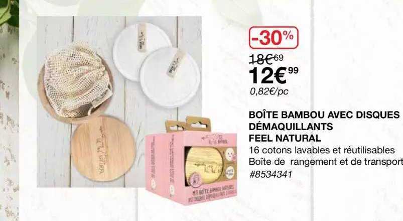 boite bambou avec disques demaquillants feel natural