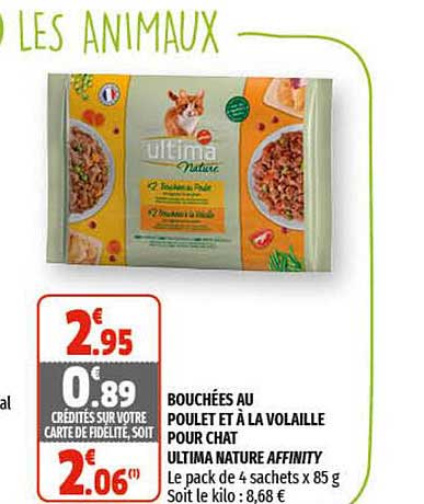 bouchées au poulet et à la volaille pour chat ultima nature affinity