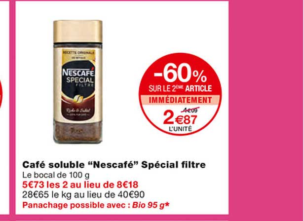 Café Soluble "nescafé" Spécial Filtre