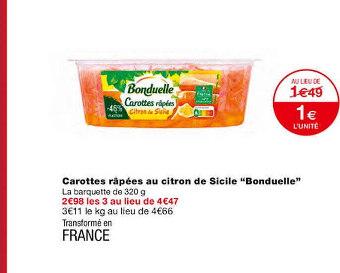 Carottes Râpées Au Citron De Sicile "bonduelle"