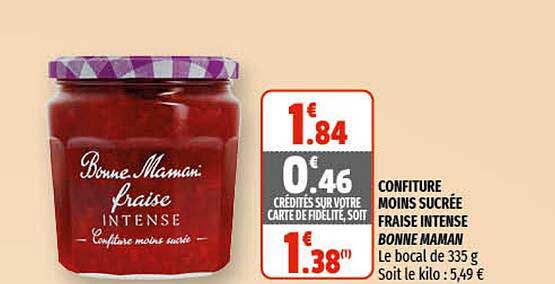 confiture moins sucrée fraise intense bonne maman