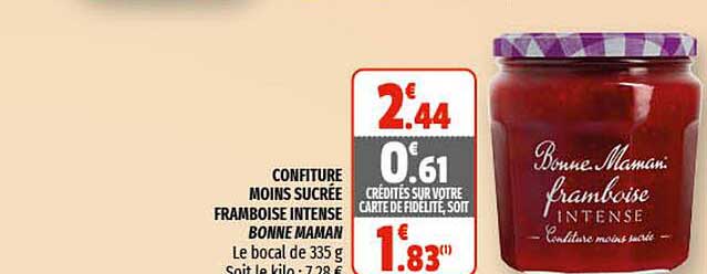 confiture moins sucrée framboise intense bonne maman