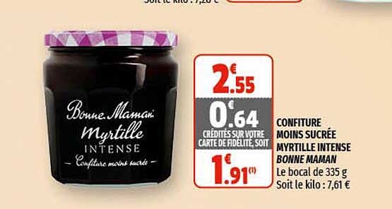 confiture moins sucrée myrtille intense bonne maman
