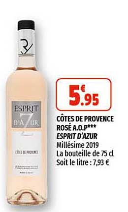 côtes de provence rosé a.o.p. esprit d'azur