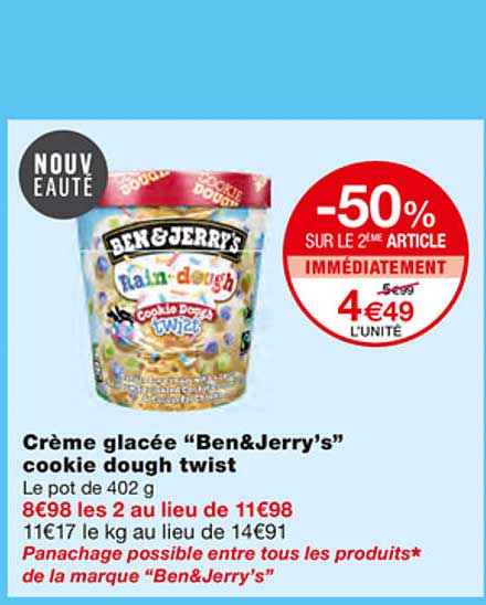 crème glacée "ben&jerry's" cookie dough twist