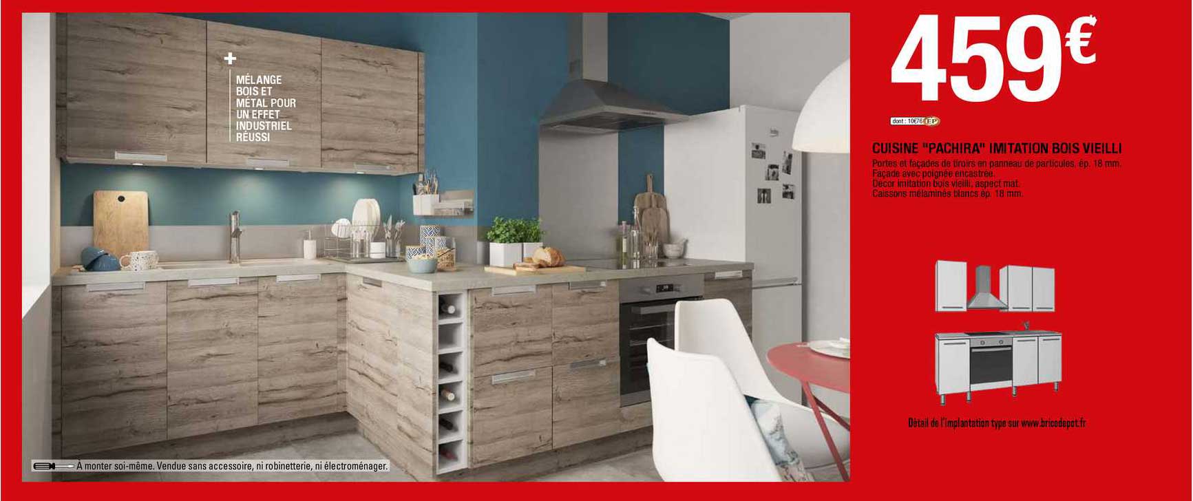 cuisine "pachira" imitation bois vieilli