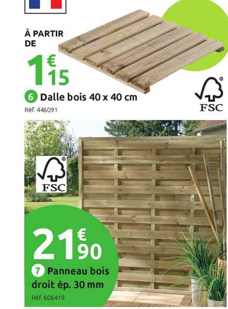 dalle bois 40 x 40 cm panneau bois droit ép. 30 mm