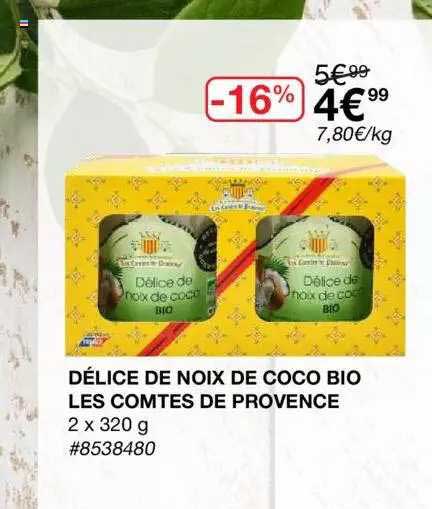 delice de noix de coco bio les comtes de provence