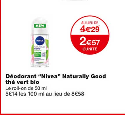 déodorant "nivea" naturally good thé vert bio