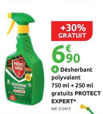 désherbant polyvalent 750 ml + 250 ml gratuits protect expert