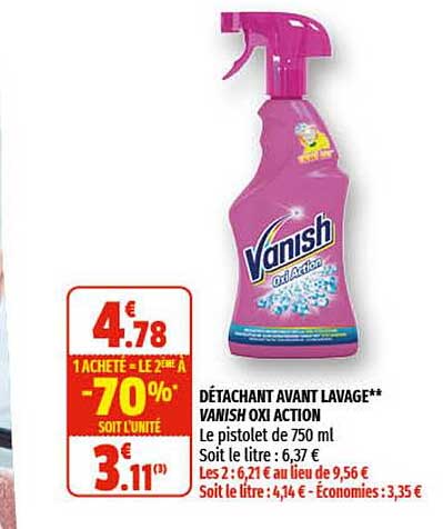 détachant avant lavage vanish oxi action