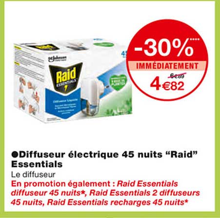 diffuseur électrique 45 nuits "raid" essentials
