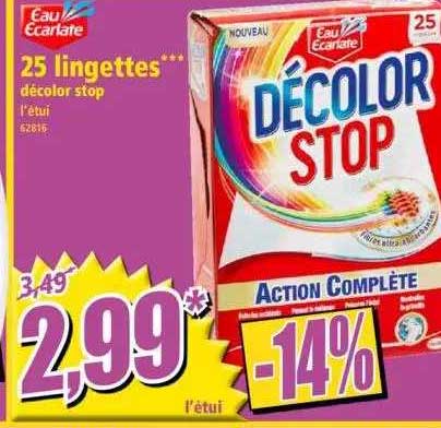 Eau Ecarlate 25 Lingettes Decolor Stop