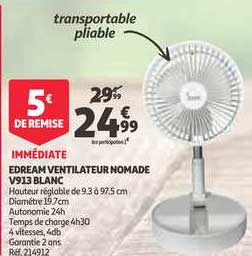 Edream Ventilateur Nomade V913 Blanc
