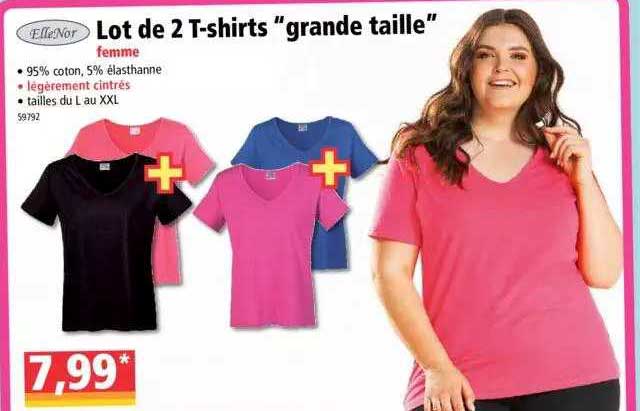 ellenor lot de 2 t-shirts "grande taille"