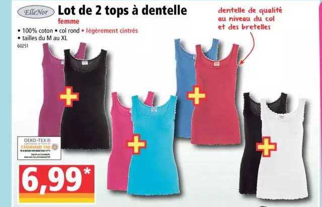 ellenor lot de 2 tops a dentelle