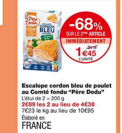 escalope cordon bleu de poulet au compté fondu "père dodu"