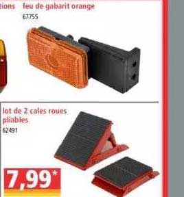 feu de gabarit orange, lot de 2 cales roues pliables