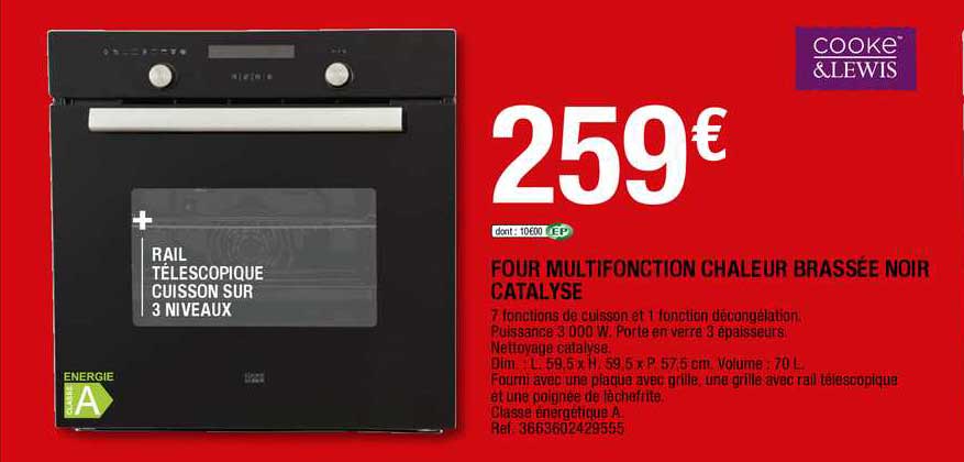 four multifonction chaleur brassée noir catalyse cooke&lewis