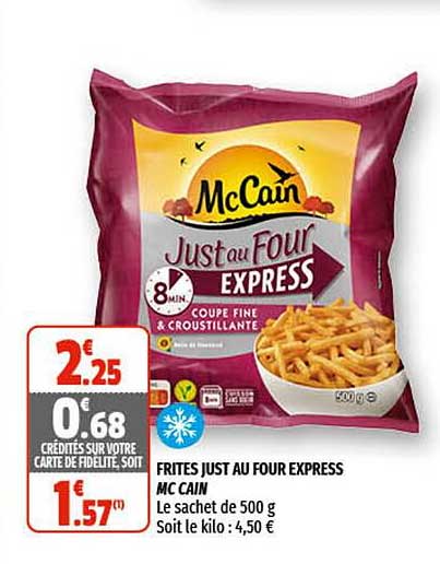 frites just au four express mc cain