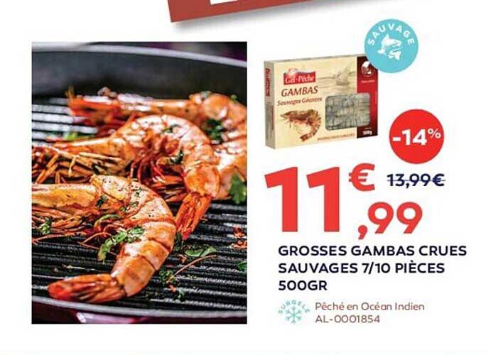 Grosses Gambas Crues Sauvages 7-10 Pieces