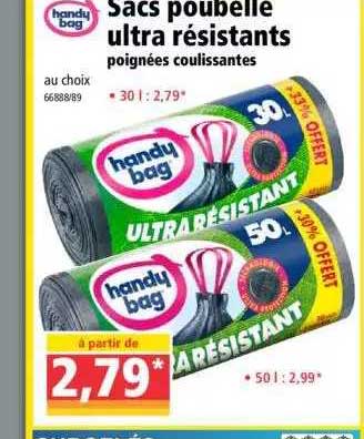 handy bag sacs poubelle ultra resistants poignees coulissantes