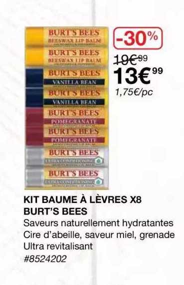 kit baume a levres x8 burt's bees