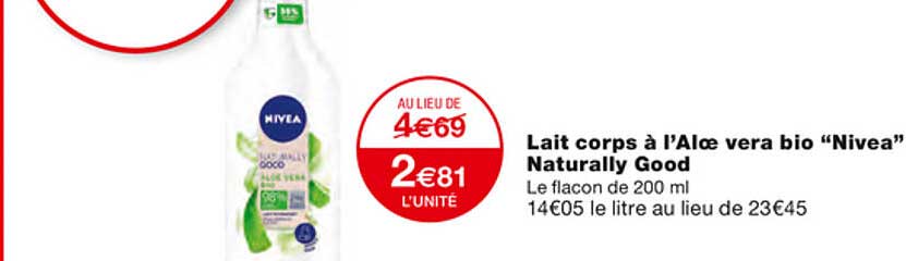 lait corps à l'aloé véra bio "nivea" naturally good