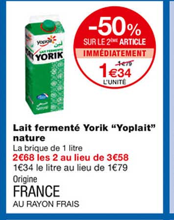 lait fermenté york "yoplait" nature