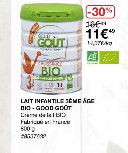 lait infantile 3eme age bio - good gout