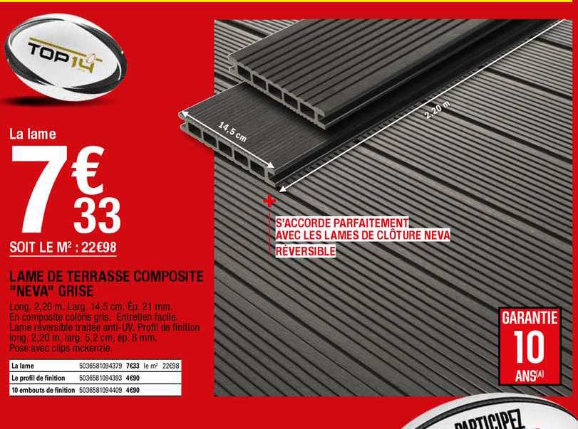 Lame De Terrasse Composite "neva" Grise