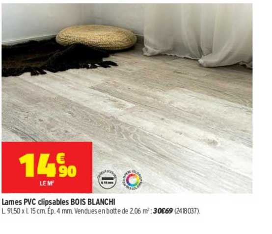 lames pvc clipsables bois blanchi