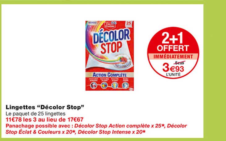 lingettes "décolor stop"