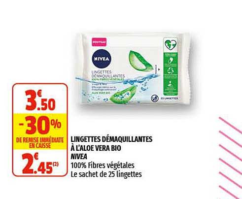 lingettes démaquillantes à l'aloé véra bio nivea