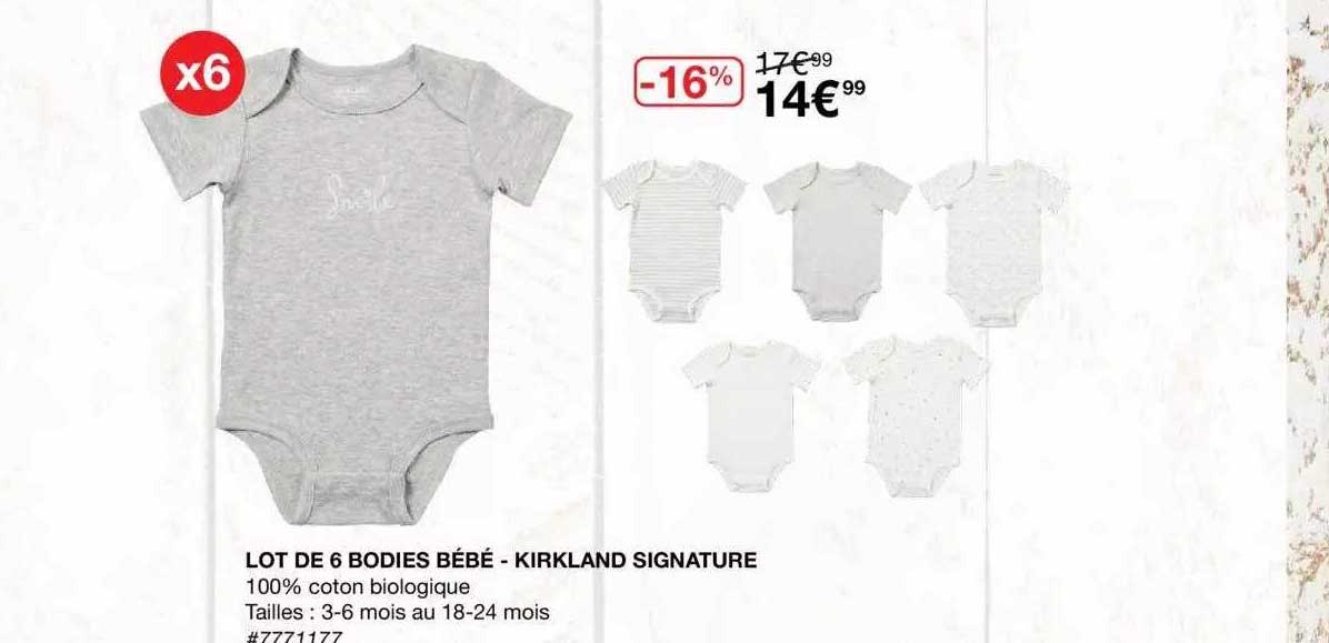 lot de 6 bodies bebe - kirkland siganture