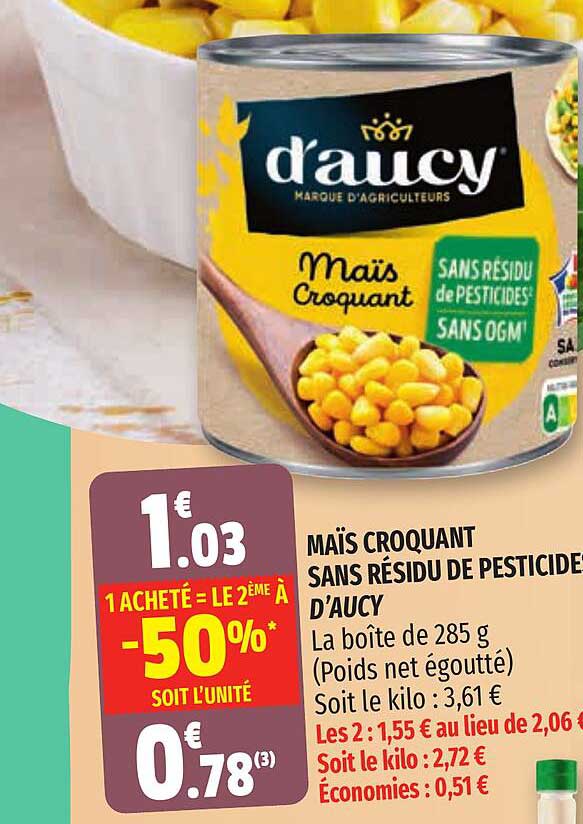 Maïs Croquant Sans Résidu De Pesticide D'aucy