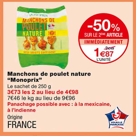 Manchons De Poulet Nature "monoprix"