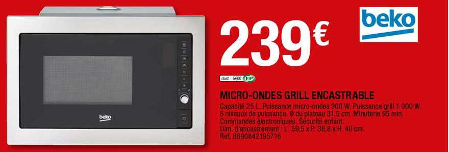 micro-ondes grill encastrable beko
