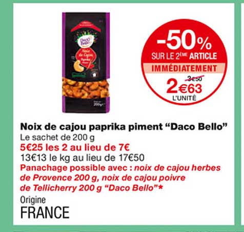 noix de cajou paprika piment "daco bello"