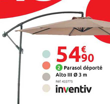 parasol déporté alto iii Ø 3 m inventiv