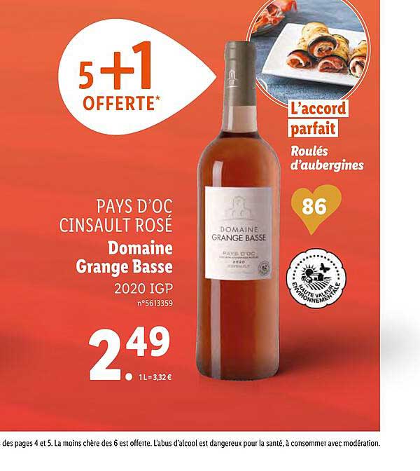 pays d'oc cinsault rose domaine grange base 2020 igp