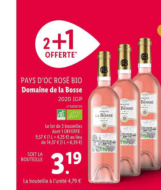 pays d'oc rose bio domaine de la bosse 2020 igp