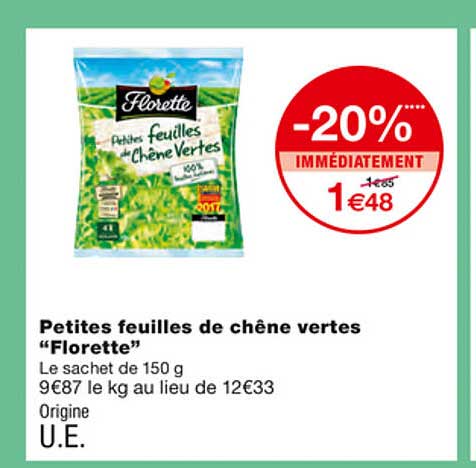petites feuilles de chêne vertes "florette"