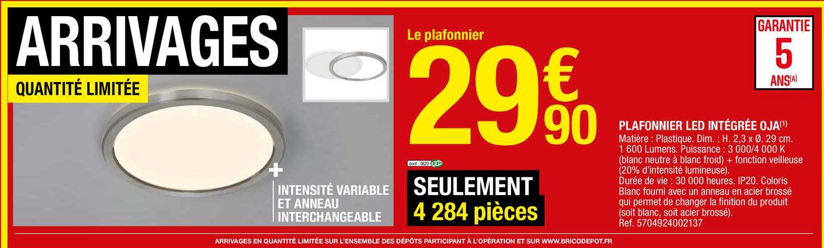 plafonner led intégrée oja