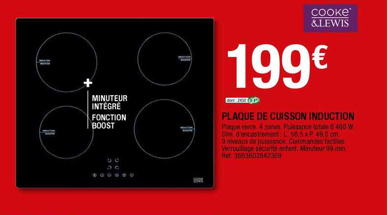 plaque de cuisson induction cooke&lewis