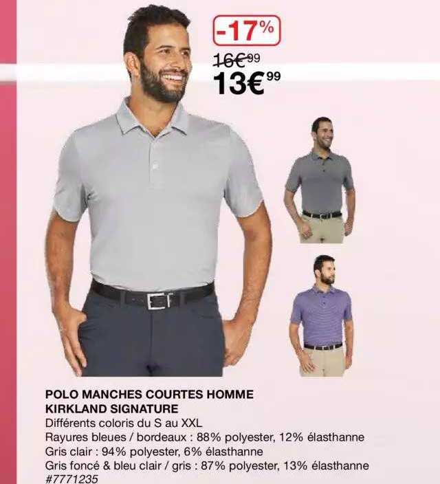 polo manches courtes homme kirkland signature